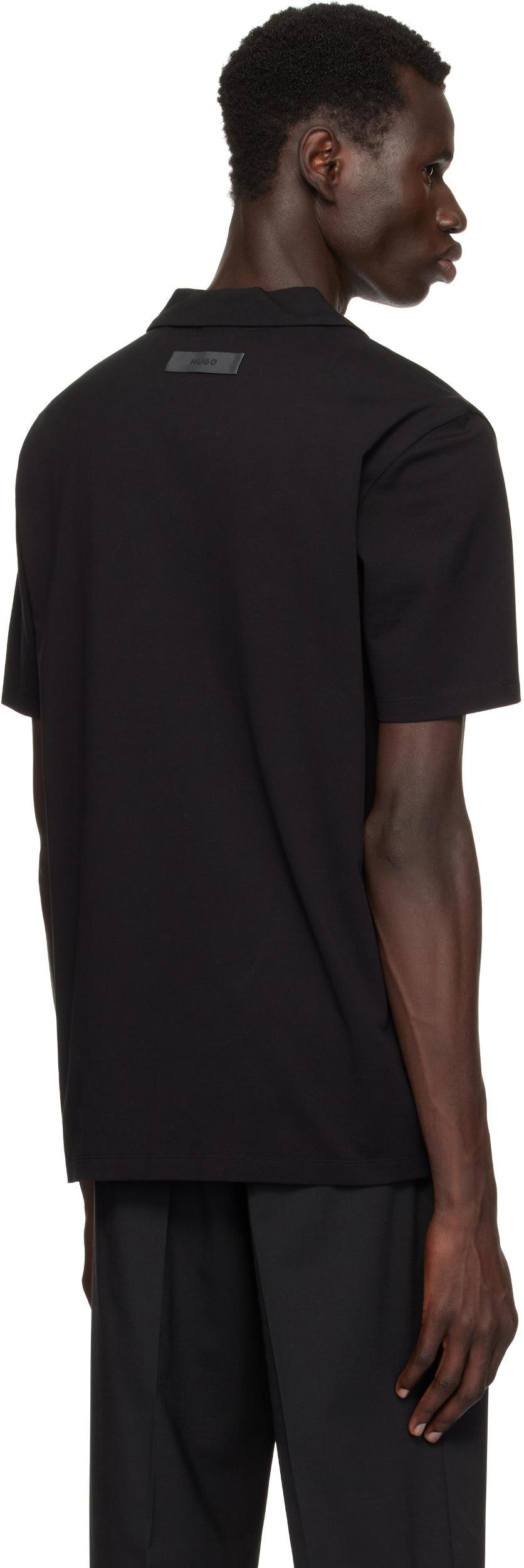 HUGO BOSS Boss Pye Camp Collar Cotton Polo In 001-black Product Image