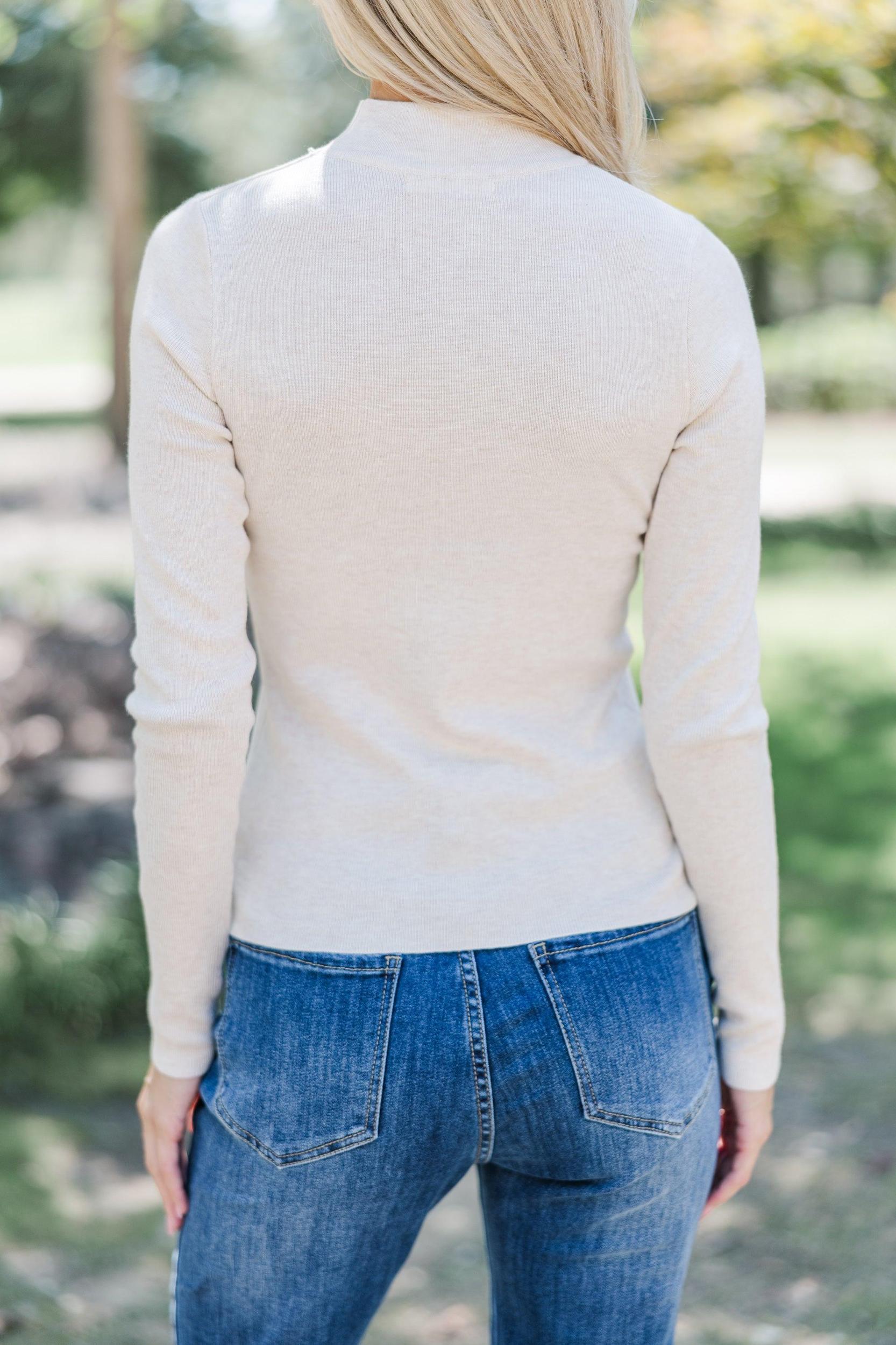 See It Through Oatmeal Ribbed Top Female Product Image