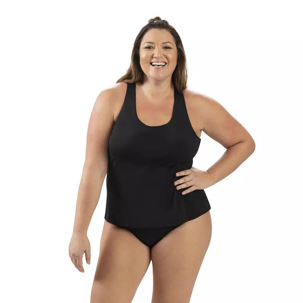 Women's Dolfin Aquashape UPF 50+ Solid Twist-Back Tankini Top, Size: XXL, Black Product Image
