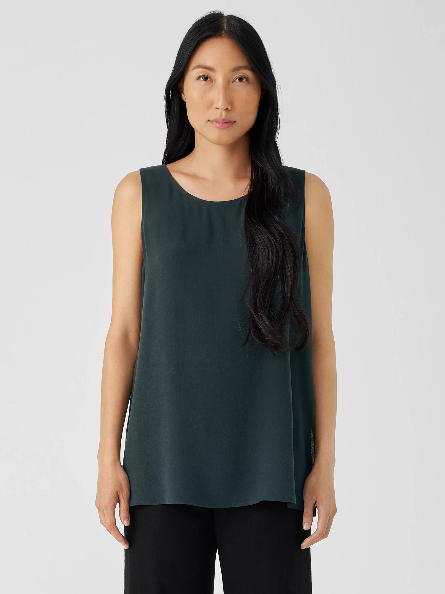 Silk Georgette Crepe Ballet Neck Tank Product Image