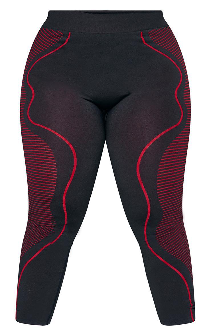 Plus Black Line Detail Sports Leggings Product Image