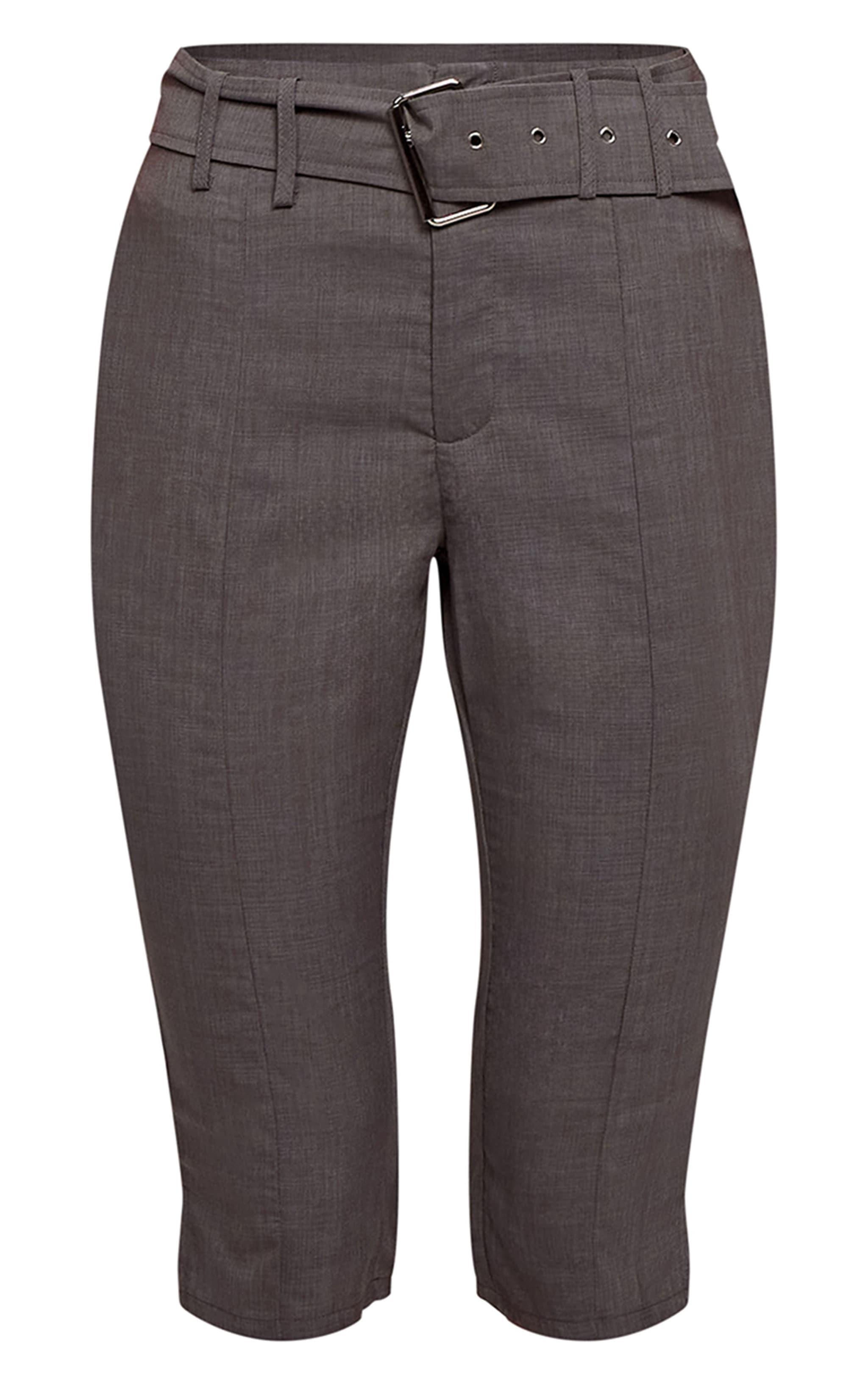 Grey Belt Detail Capri Pants Product Image