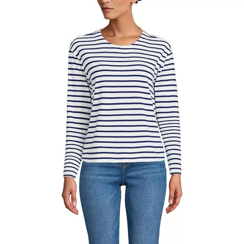 Womens Lands End Long Sleeve Mariner Jersey Crewneck Tee Product Image