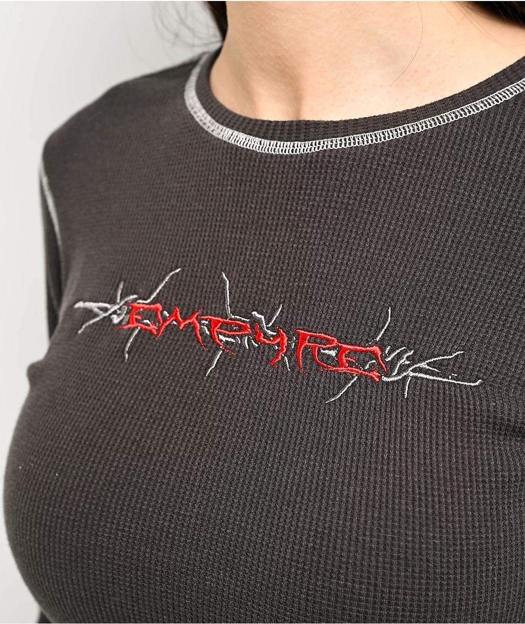 Empyre Thelma Grey Crop Thermal Long Sleeve T-Shirt Product Image