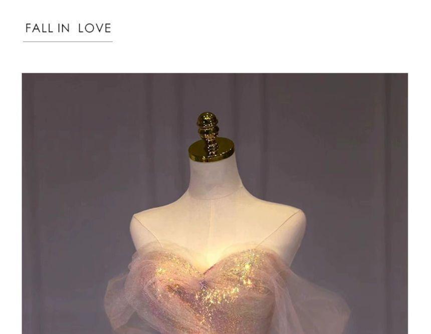 Off-Shoulder Iridescent A-Line Evening Gown Product Image