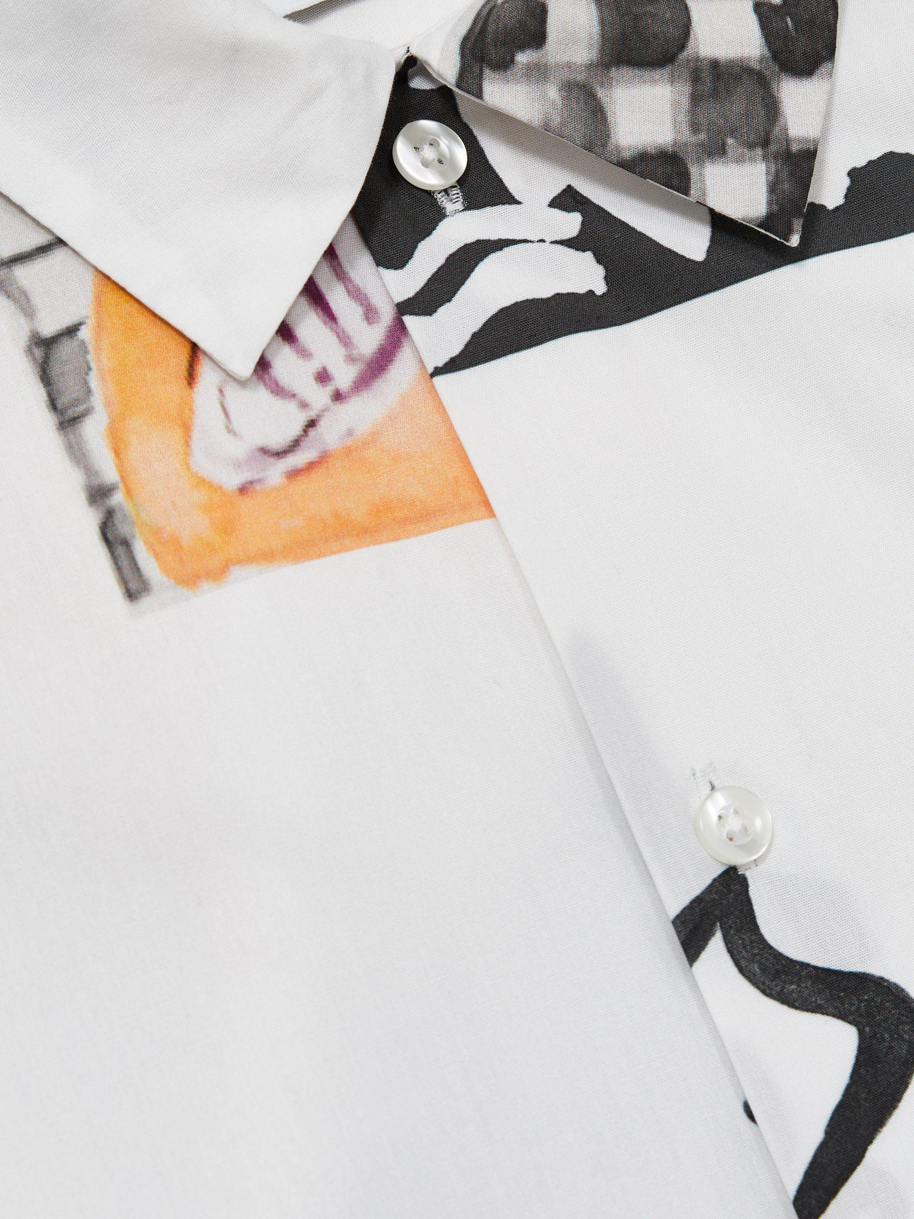 Les Deux Cotton Graphic-Print Shirt in Ivory Print Product Image