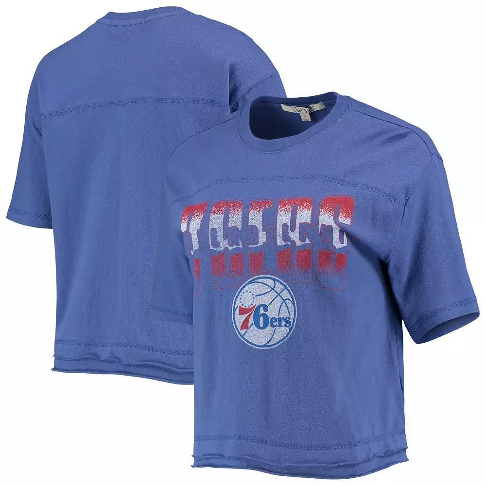 Women's Junk Food Royal Philadelphia 76ers Gradient Crop Top, Size: Medium, 76r Blue Product Image