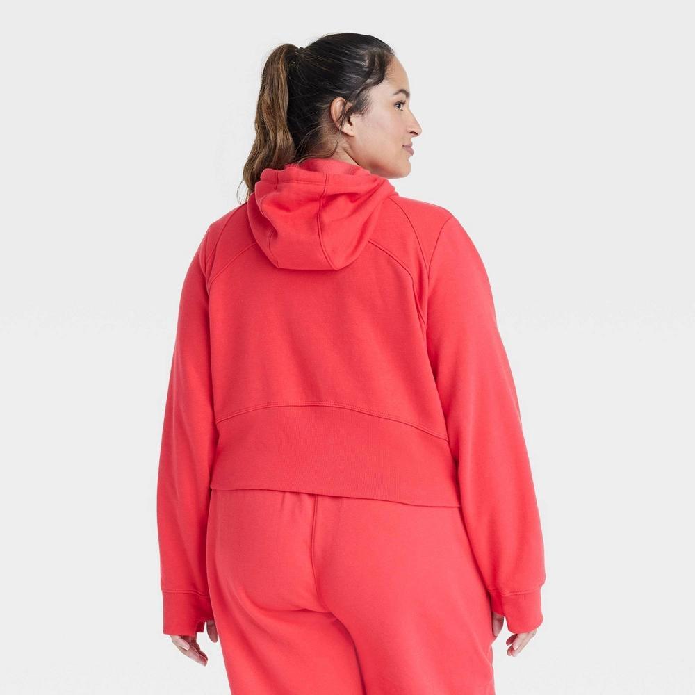 Womens Fleece Full Zip Hooded Sweatshirt - All In Motion Red 3X Product Image