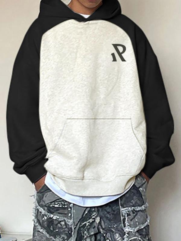 Men's Letter Print Raglan Oversized Hoodie Product Image