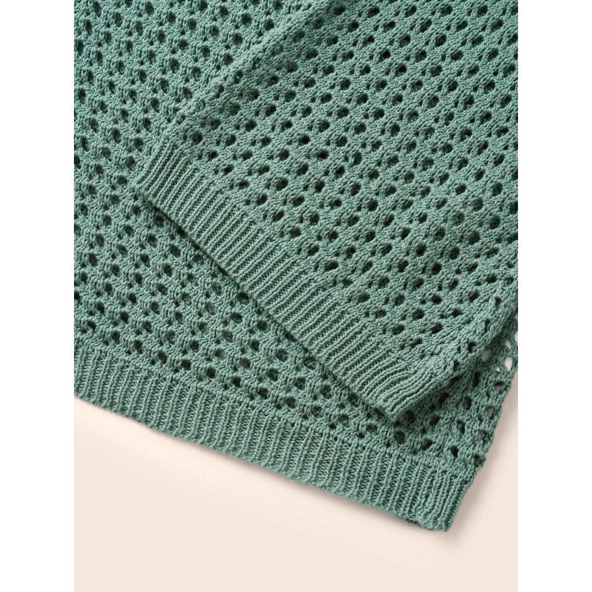 Plus Size Cotton Texture Cut Out Bell Sleeve Cardigan Greenbean Women Casual Loose Long Sleeve Everyday Cardigans BloomChic 22-24/3X Product Image