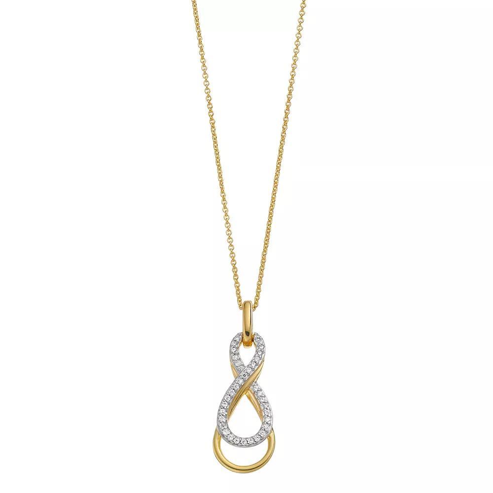 14k Gold Over Silver 1/10 Carat T.W. Diamond Infinity Pendant Necklace, Women's, Size: 18", Gold Tone Product Image