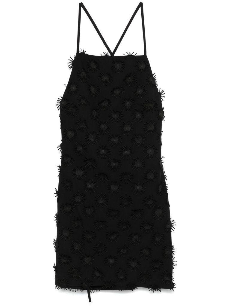 MSGM Short Black Dress With Pearl Product Image