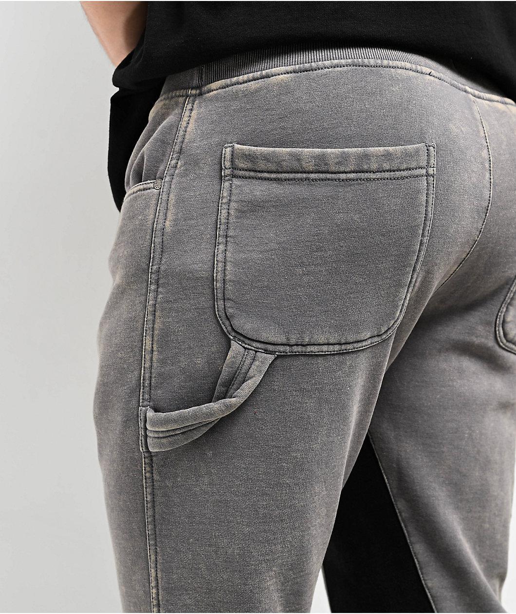 Ninth Hall Grey & Black Wash Stacked Flare Sweatpants Product Image