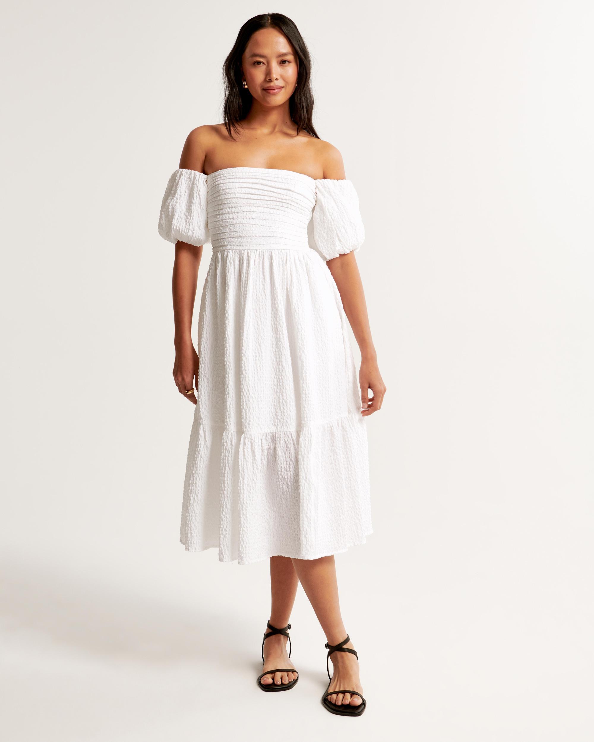 The A&F Emerson Off-The-Shoulder Midi Dress Product Image