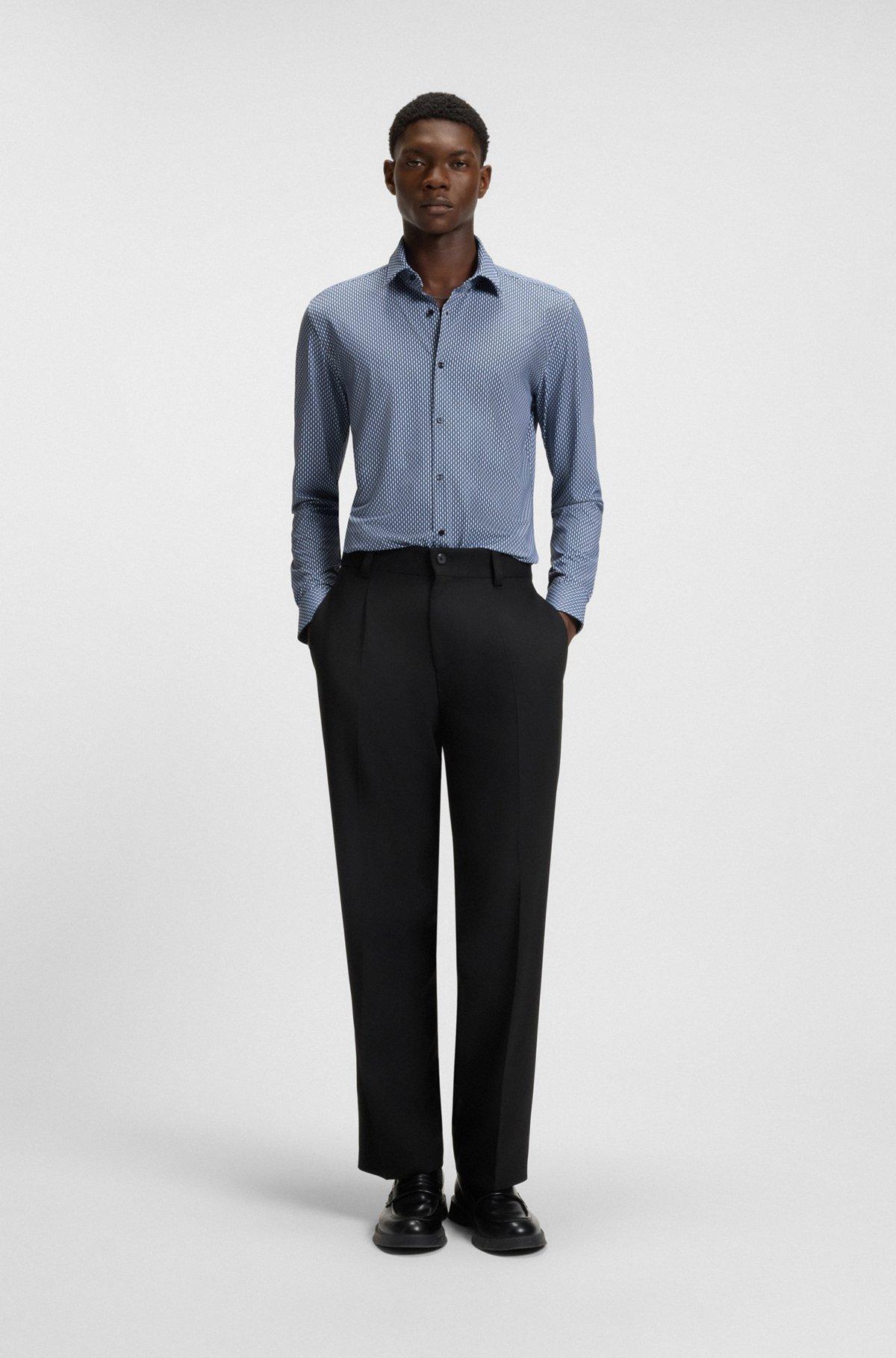 Slim-fit shirt in printed performance-stretch jersey Product Image