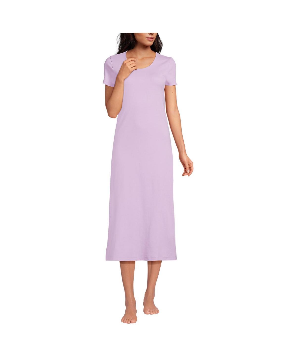 Plus Size Lands End Short Sleeve Midcalf Nightgown, Womens Deep Blue Product Image