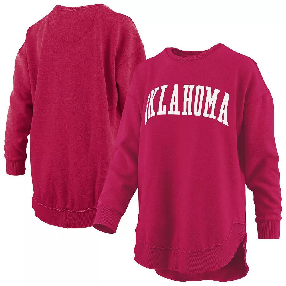 Women's Pressbox  Crimson Oklahoma Sooners Melange Poncho Vintage Fleece Long Sleeve Pullover Sweatshirt, Size: Medium, Red Product Image
