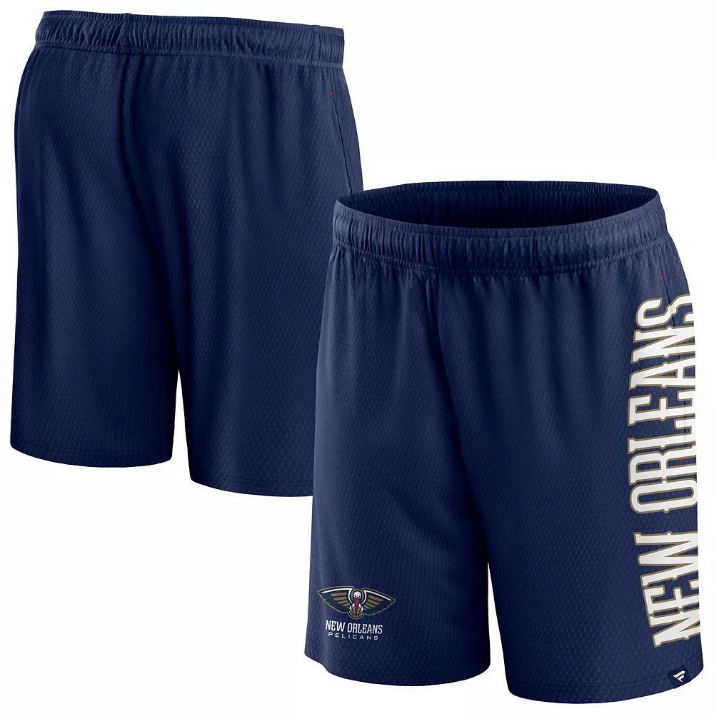 Men's Fanatics Branded Navy New Orleans Pelicans Post Up Mesh Shorts, Size: Small, Blue Product Image