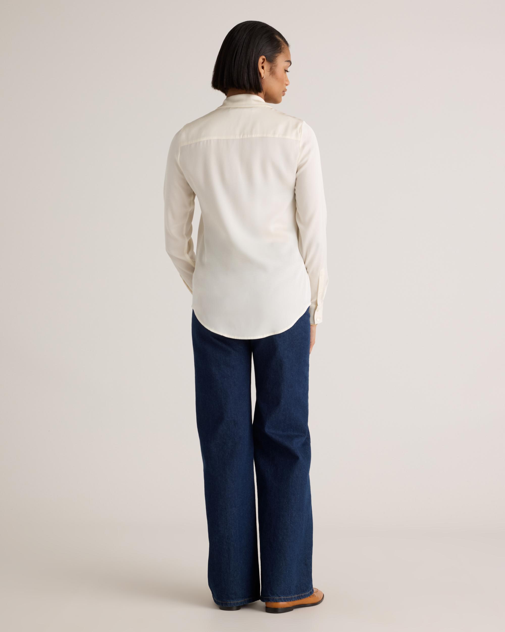 Quince | Women's 100% Washable Silk Stretch Notch Collar Blouse Size XL Product Image