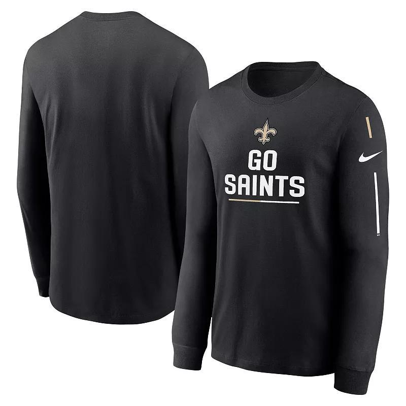 Men's Nike Black New Orleans Saints Team Slogan Long Sleeve T-Shirt, Size: 2XL Product Image