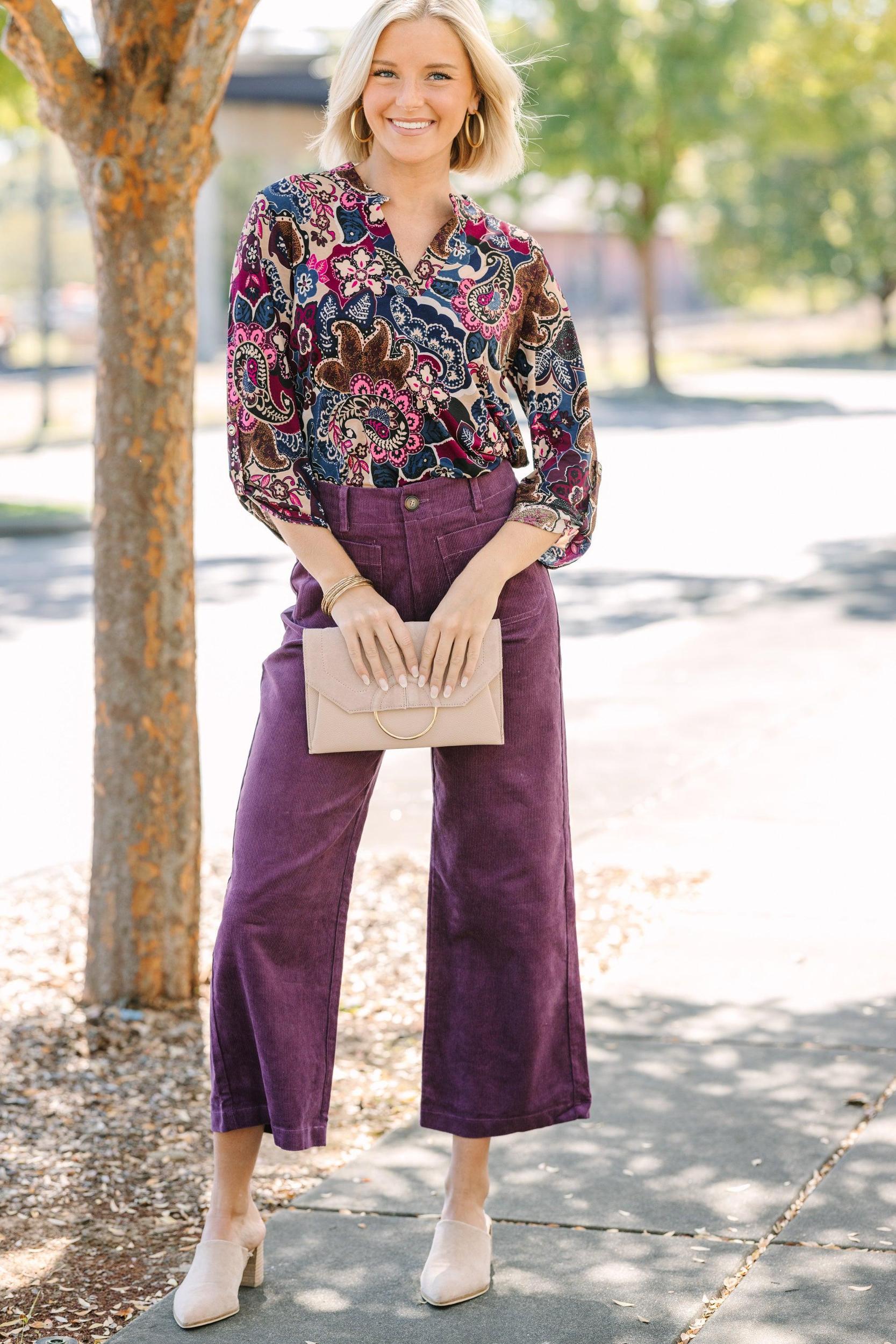 Break Through Wine Red Floral Blouse Female Product Image