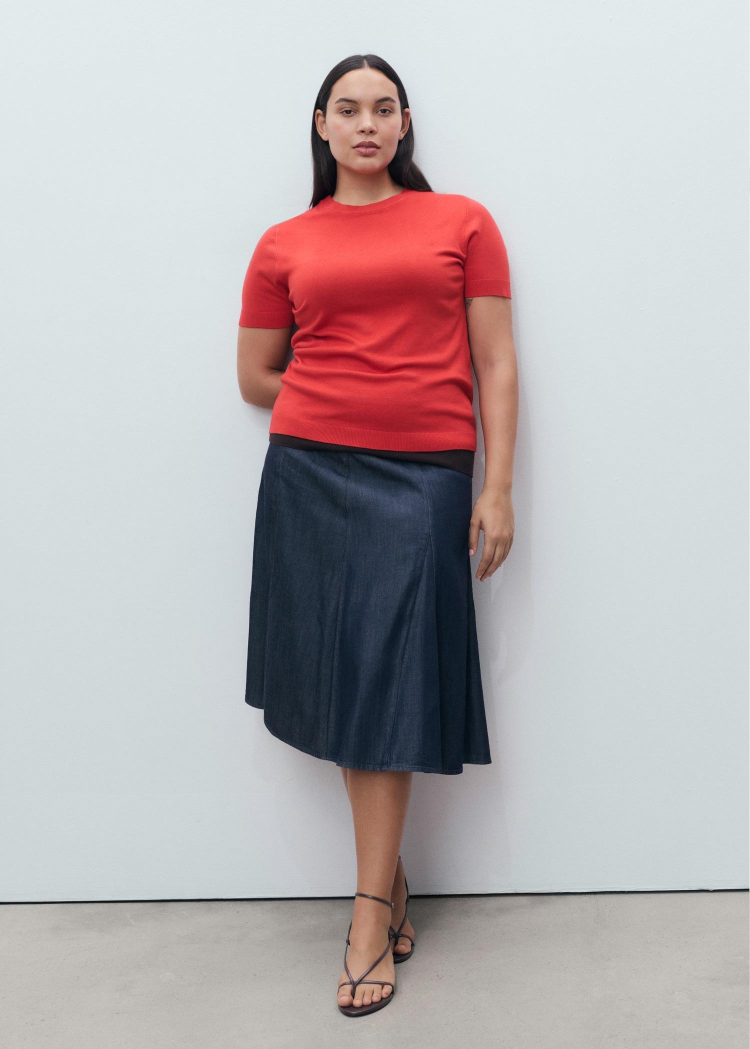 Short-sleeved fine-knit sweater - Women | MANGO USA Product Image