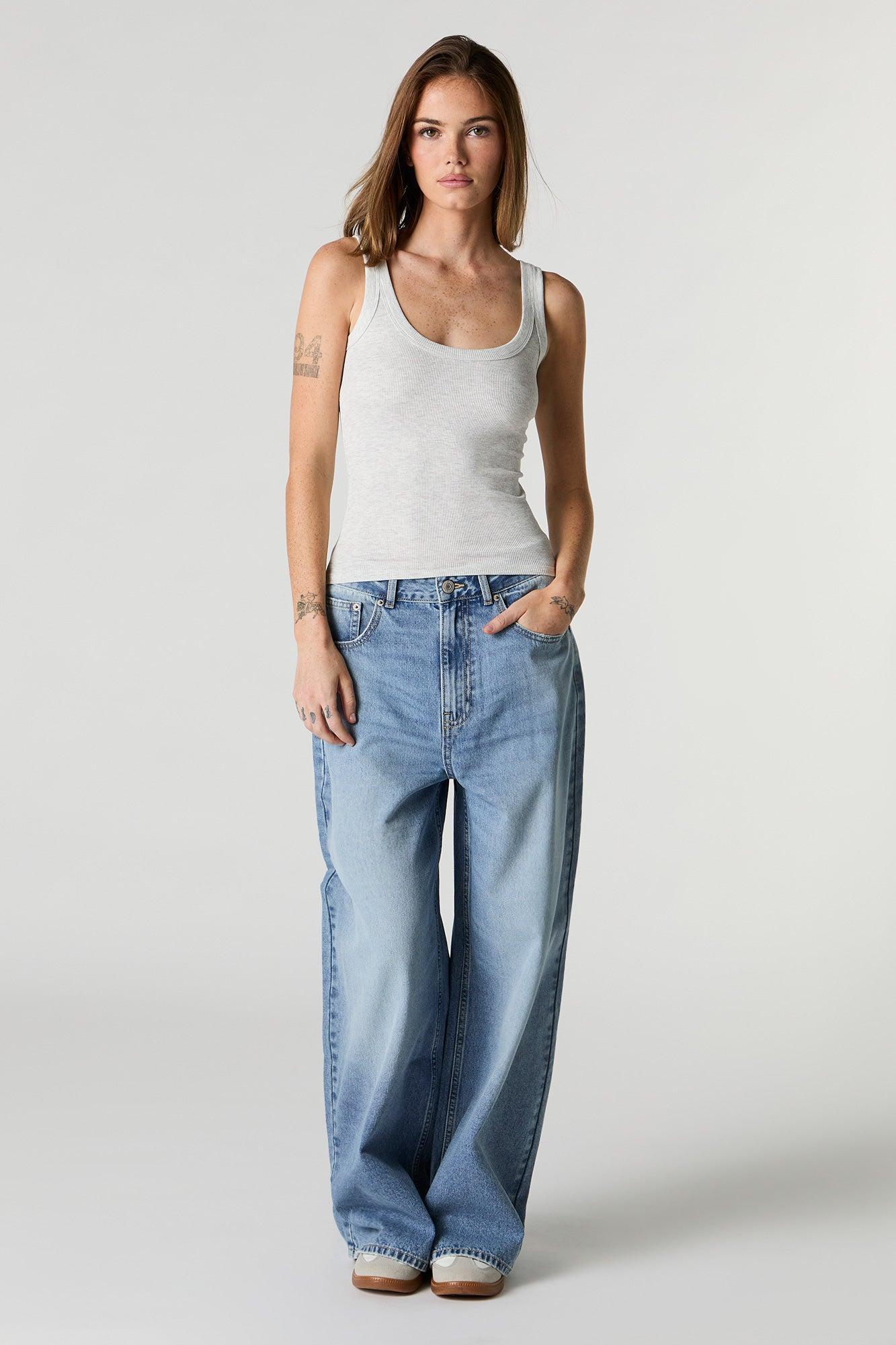 Ribbed Scoop Neck Skimmer Tank Female Product Image