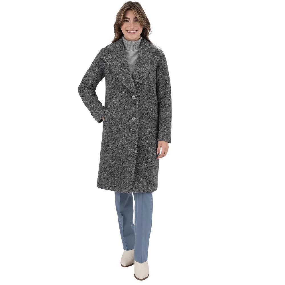 Women's Nine West Notch Collar Faux Wool Coat, Size: XL, Grey Grey Product Image