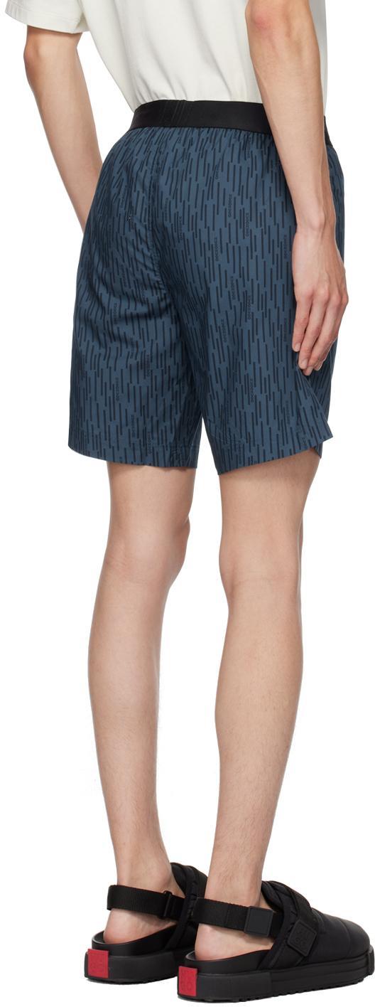 HUGO BOSS Blue Printed Shorts In 405 - Dark Blue Product Image