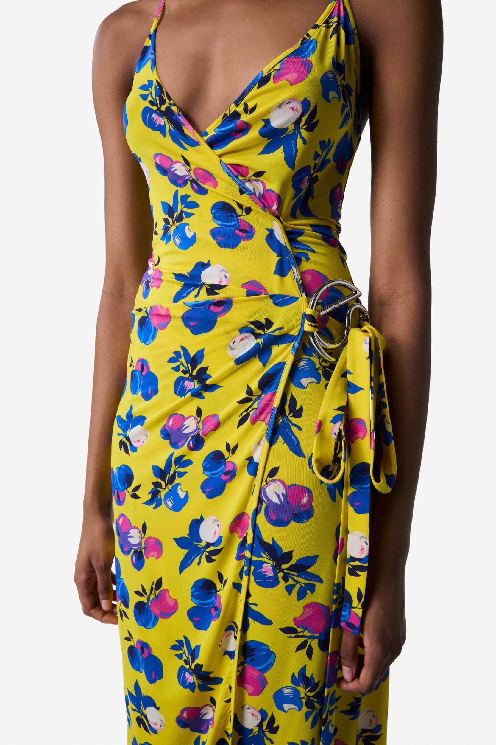 C-Logo Print Wrap Slip Dress Product Image