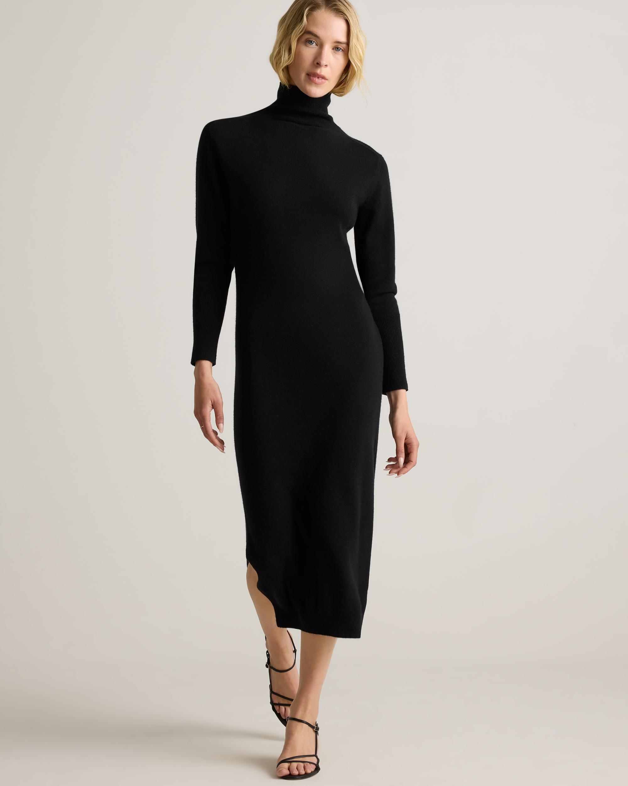 Quince | Women's Mongolian Cashmere Turtleneck Midi Sweater Dress Size XL Product Image