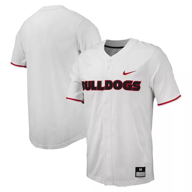 Men's Nike White Georgia Bulldogs Replica Full-Button Baseball Jersey, Size: Medium Product Image