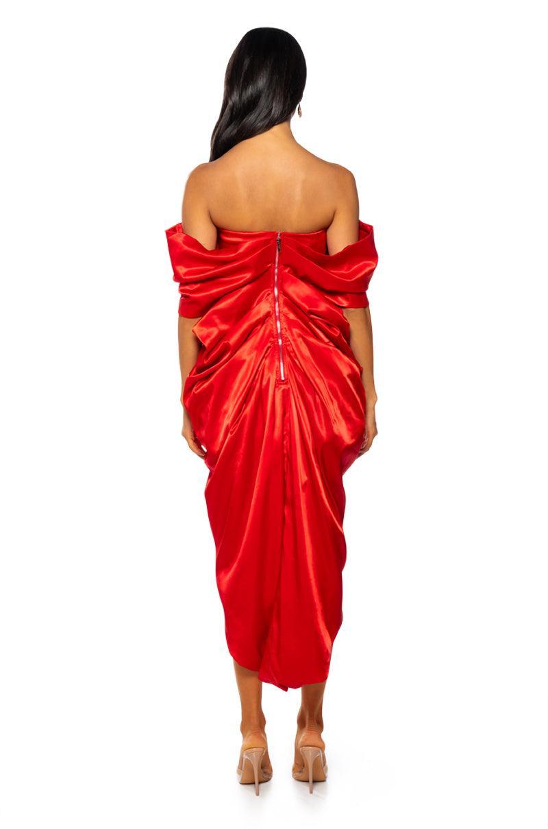 SEALED WITH A KISS SATIN MIDI DRESS Product Image