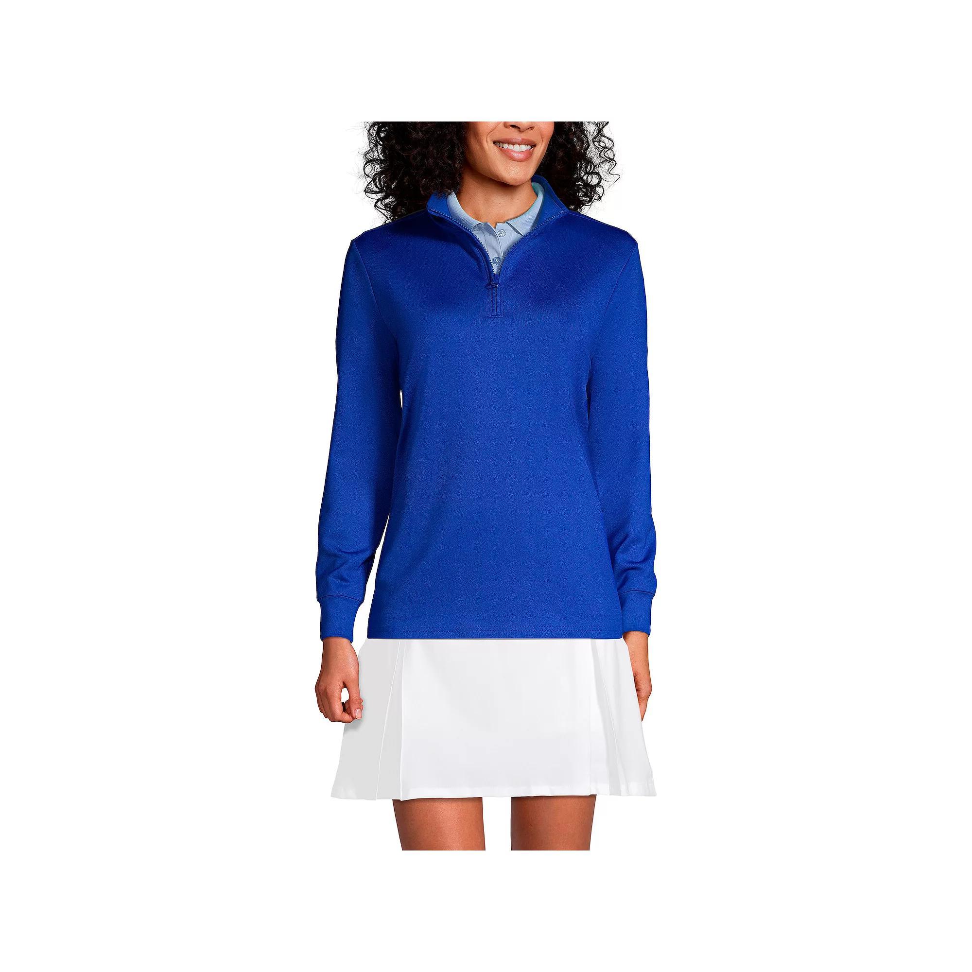 Womens Lands End Quarter Zip Pullover Blue Product Image