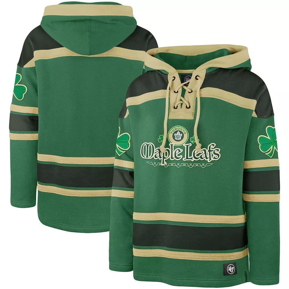 Men's '47  Kelly Green Toronto Maple Leafs St. Patrick's Day McLucky Superior Lacer Pullover Hoodie, Size: 2XL, Mpl Green Product Image