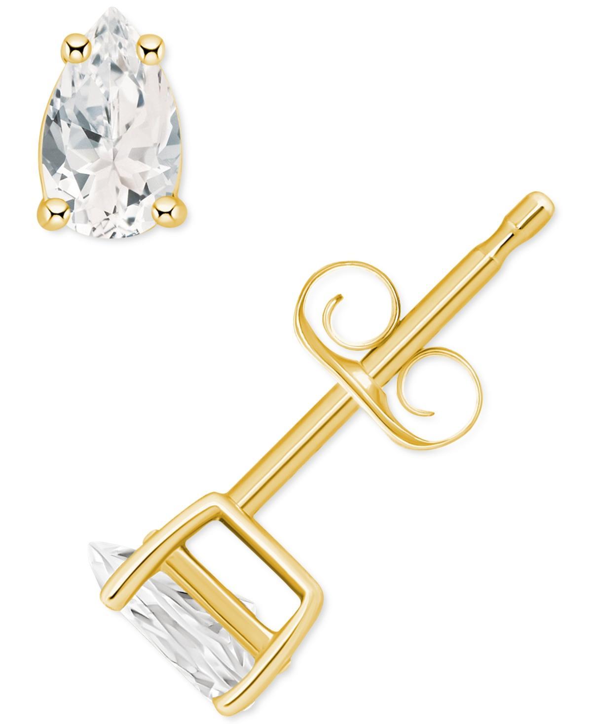 14k Gold Pear Shape Birthstone Stud Earrings, Women's, White Opal Oct Product Image
