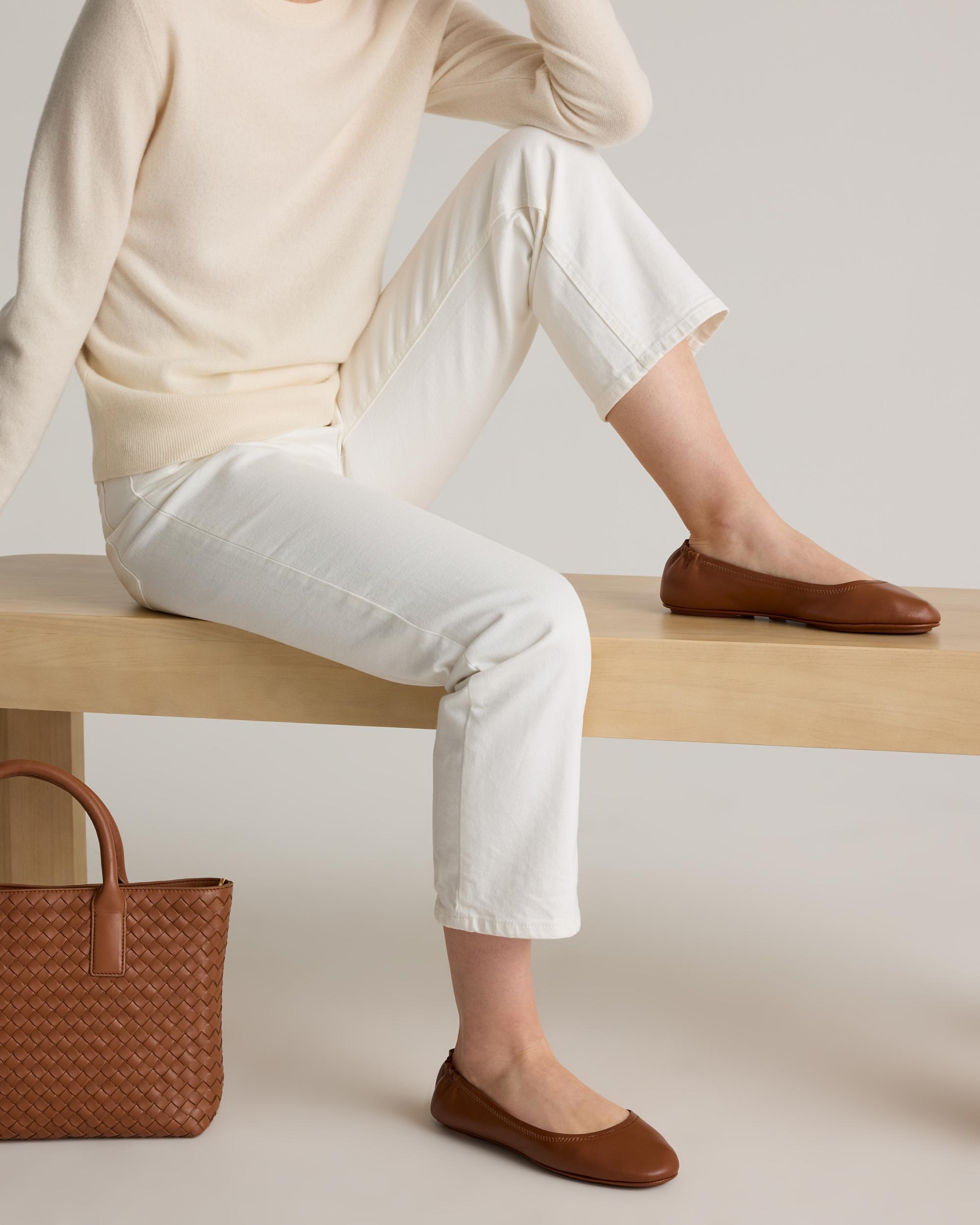 Quince | Women's Italian Leather On-The-Go Ballet Flat Product Image