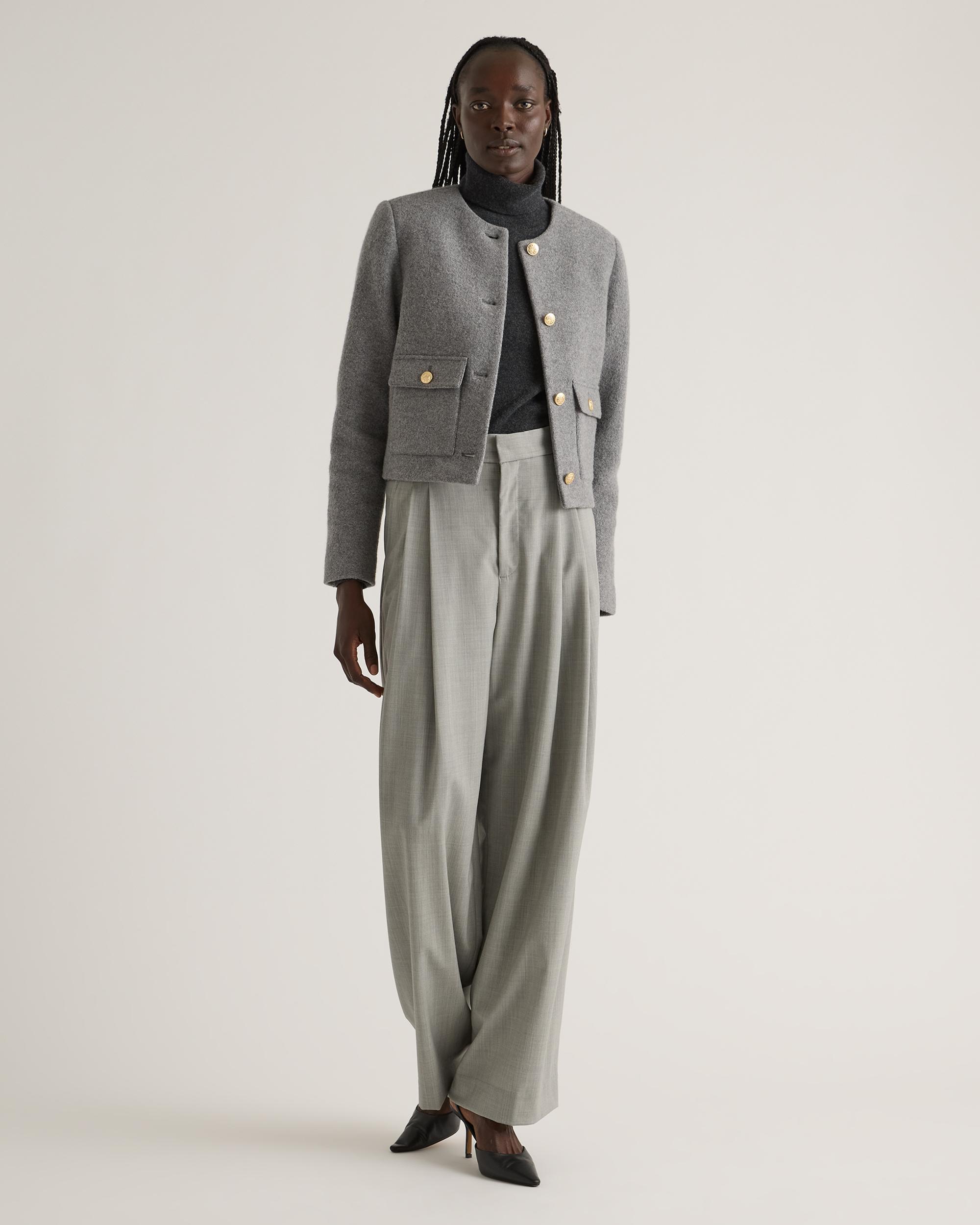Quince | Women's 100% Merino Wool Collarless Cropped Jacket Size XL Product Image