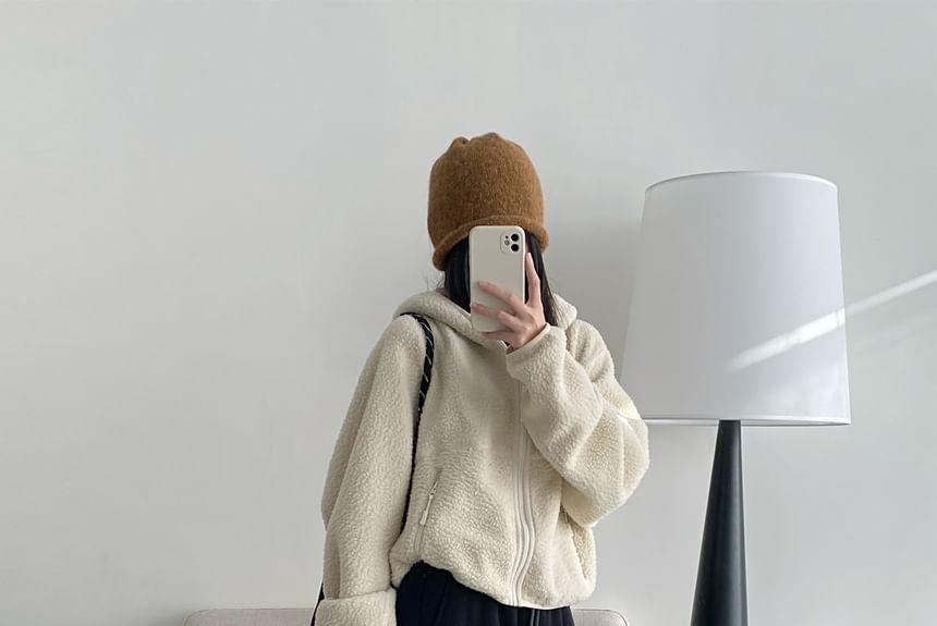 Drawstring Waist Plain Fleece Lined Wide Leg Sweatpants Product Image
