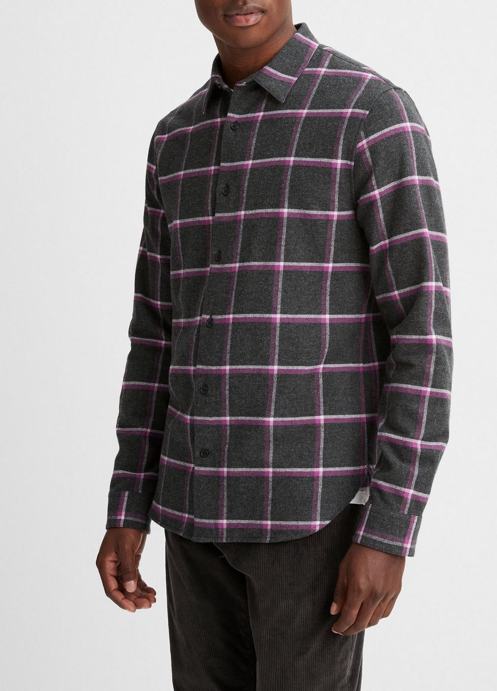 Mens Skipton Plaid Long-Sleeve Shirt, Night Storm/rust Amber, Size L Vince Product Image