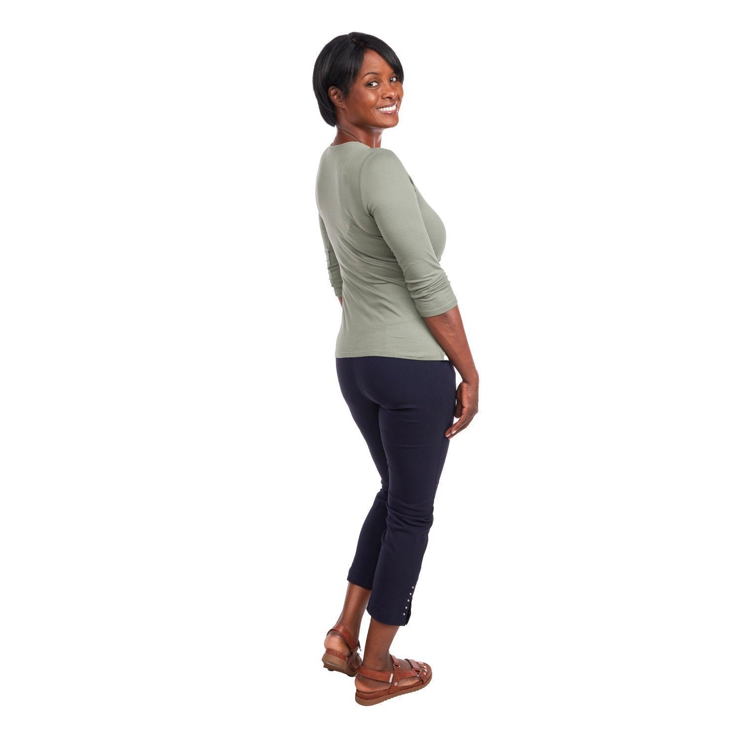 Inner Beauty Solid 3/4 Sleeve Surplice Front V-Neck Top Product Image