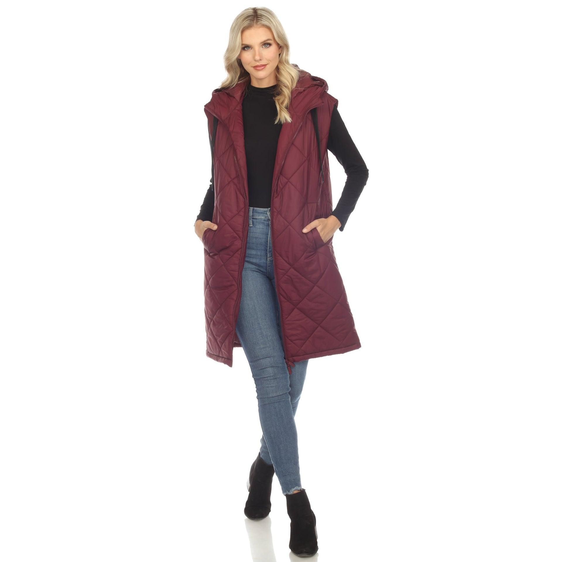 Women's Diamond Quilted Hooded Puffer Vest Product Image