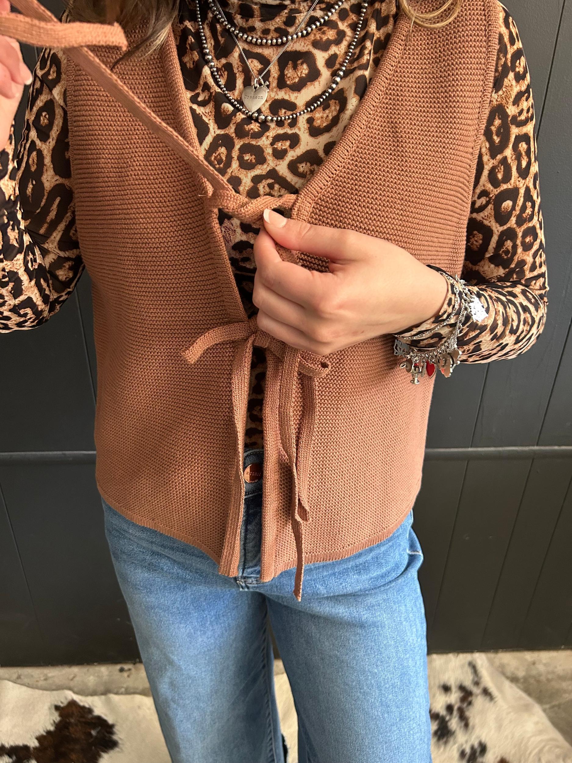 Zenana Front Tie Sweater Vest - 2 Colors Product Image
