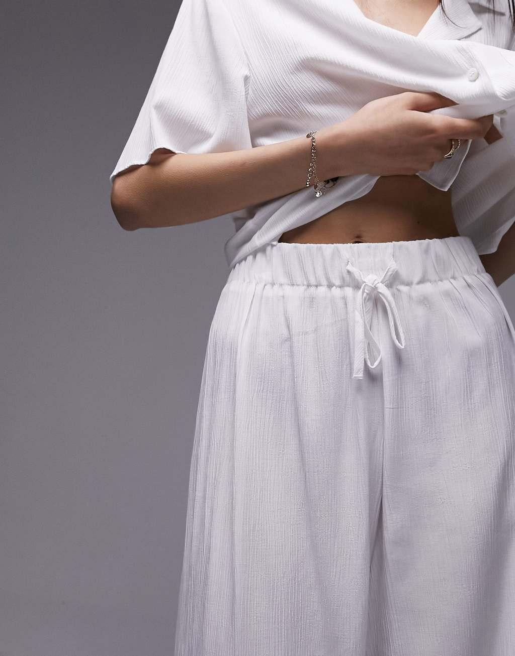 Topshop pull on crinkle wide leg pants Product Image
