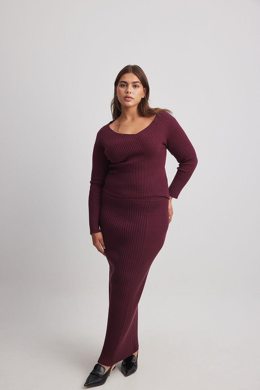 Ribbed Knitted Maxi Skirt Product Image