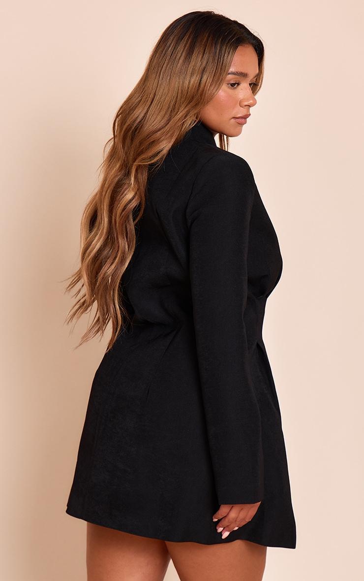 Shape Black Cross Over Cinched Waist Blazer Dress Product Image