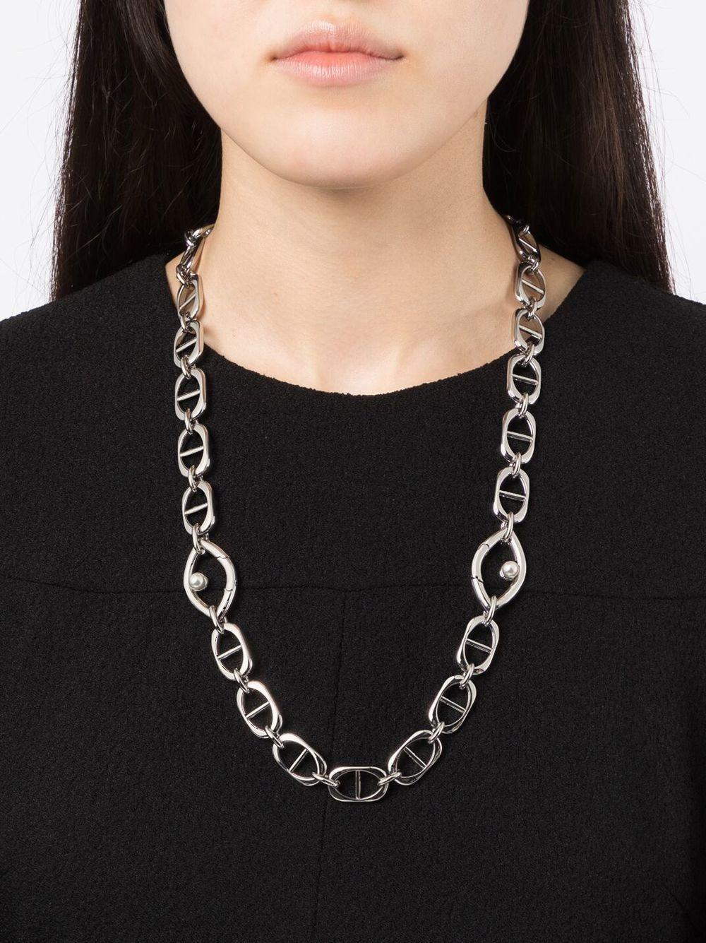 chunky-chain pearl-embellished necklace Product Image