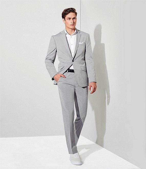 Murano Wardrobe Essentials Slim-Fit Textured Spread-Collar Woven Sportshirt Product Image