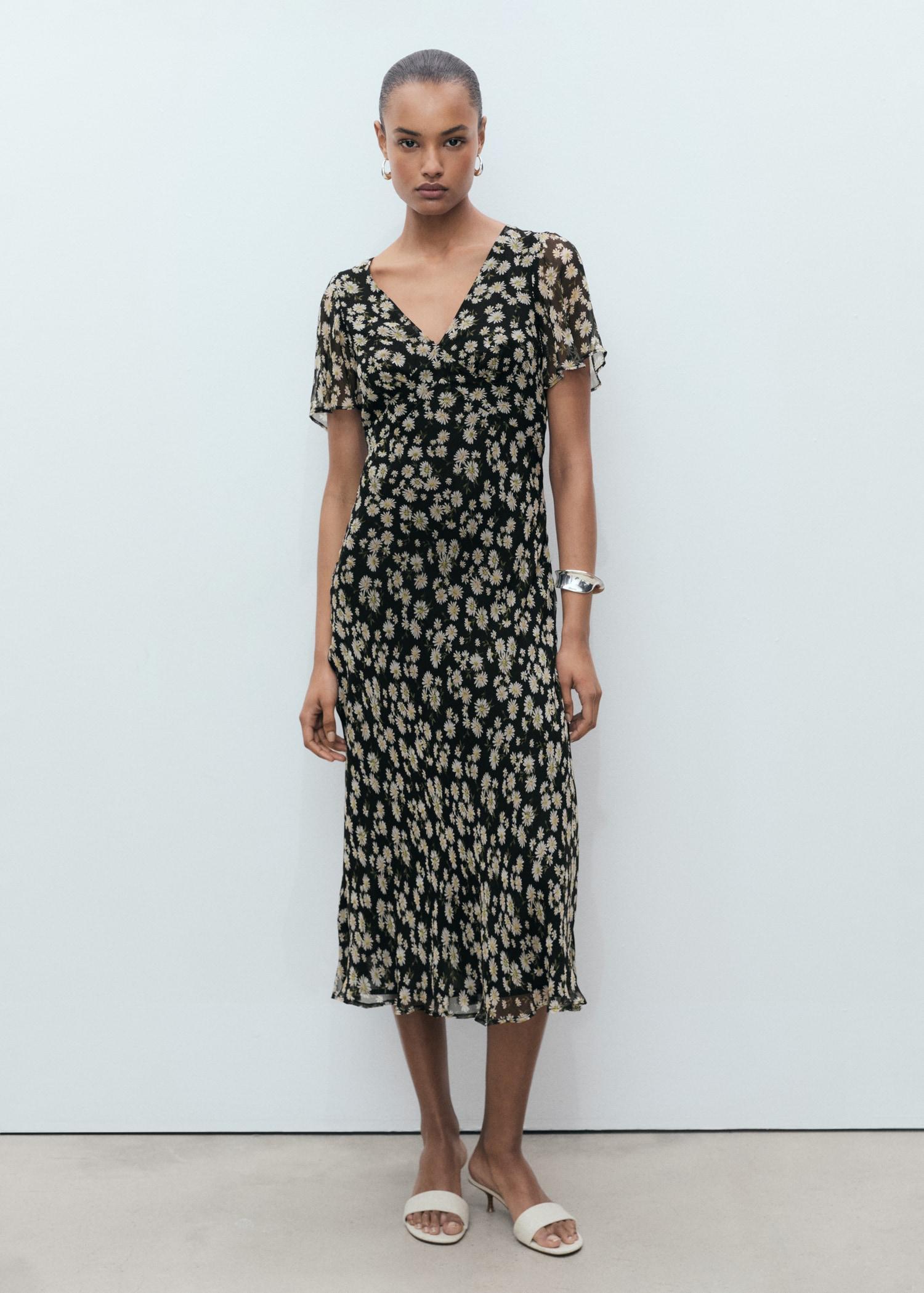 Floral-print straight-fit midi-dress - Women | MANGO USA Product Image
