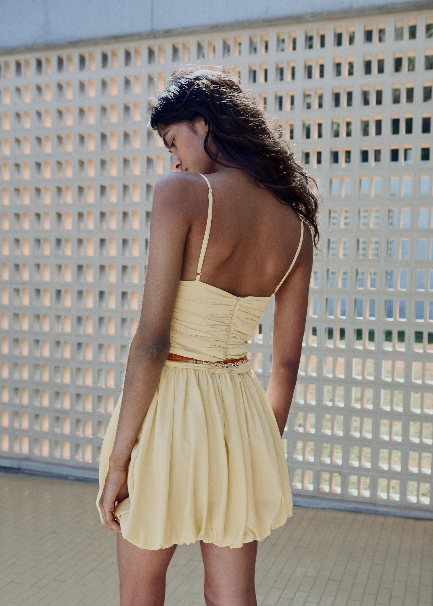 Gathered balloon dress - Women | MANGO USA Product Image